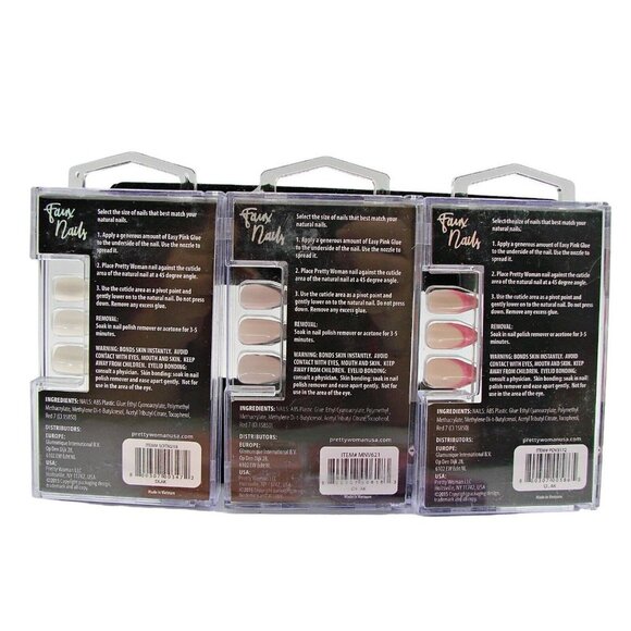 Lot 5 Pretty Woman Multi Style Faux Nails with Glue and Press On Coffin All New - Picture 9 of 11